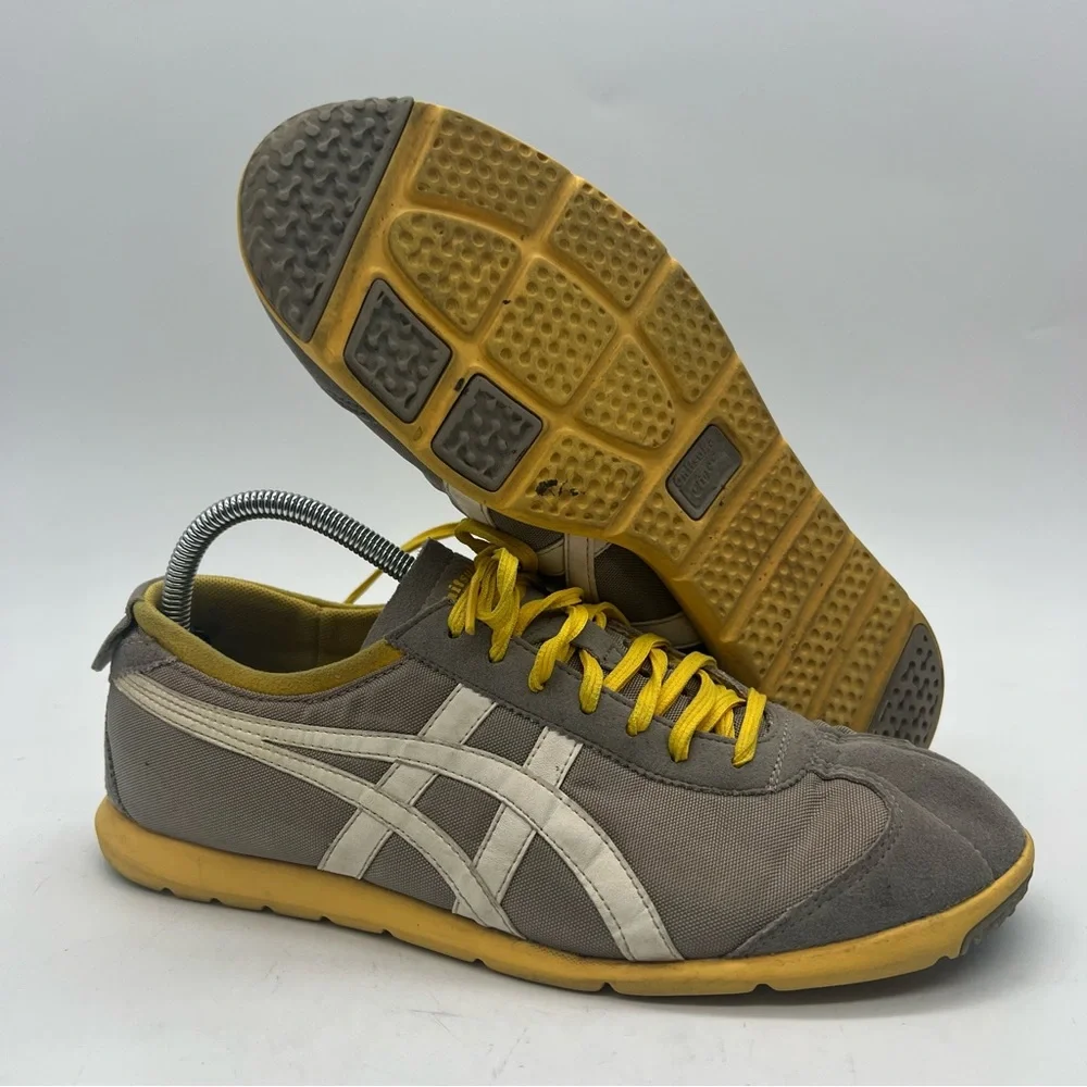 Onitsuka Tiger Asics Men’s Size 9 Rio Runner Gray Yellow Running Athletic Shoes.